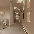 Modern Beauty Hair Salon Interior With Stylish Sofas Staircase And Ambient Lighting