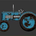 Vintage Blue Tractor With Rusty Wheels And Classic Retro Design 3d model