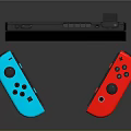 Modern Portable Game Console With Tablet Display And Blue Red Controllers