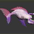 Vibrant Pink And Purple Fish With Unique Fins Large Eyes And Prominent Teeth