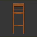 Orange Wooden Bar Stool With Backrest And Four Legs For Kitchen Use