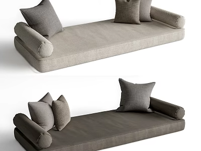 Two Tone Sofa Benches With Gray Pillows For Modern Home Decor 3d model