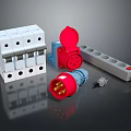 Electrical Components Collection With Circuit Breaker Socket Plug And Power Strip 3d model