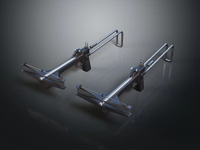 Two Industrial Metal Clamps With Sturdy Steel Construction And Modern Design 3d model
