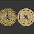 Vintage Brass Compass Decorative Ornament Set With Detailed Dial For Home Decor