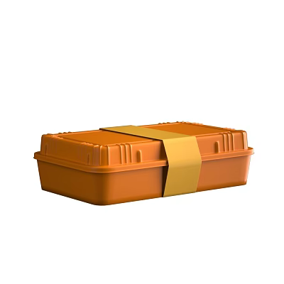 Orange Ceramic Food Container With Secure Lid For Durable Kitchen Food Storage 3d model