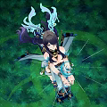 Anime Style Woman With Dark Hair Ornate Outfit And Decorative Wings In Green Natural Background