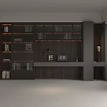 Modern Wooden Bookcase With Open Display Shelves Desk Table Lamp And Decorative Pieces