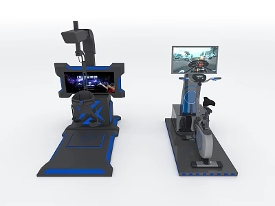 Interactive VR Amusement Equipment With Screens Seats And Exercise Simulation Features 3d model