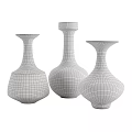 Decorative Ceramic Vases With Black And White Striped Design 3d model
