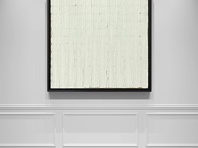 Black Framed White Abstract Painting On Minimalist White Wall With Wainscoting 3d model