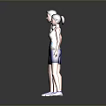 Animated Letra Island Characters In White T Shirts Blue Shorts And Blue Sneakers 3d model