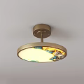 Modern And Chinese Style Ceiling Lights With Black Golden Frames And Landscape Patterns 3d model