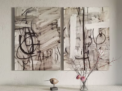 Modern abstract painting hanging painting decorative painting 3d model