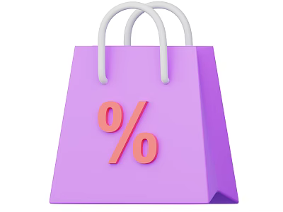 Everyday Useful Household Essentials Purple Shopping Bag With Percentage Discount 3d model
