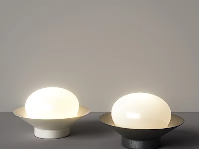 Modern Table Lamps With Spherical Lampshades And Bowl Shaped Bases On Gray Background 3d model