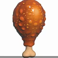 Juicy Orange Chicken Drumstick With Glistening Oily Surface And Yellow Spots Against Black Background