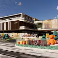 Modern Commercial Landscape With Green Roofs Open Plaza And Leisure Areas
