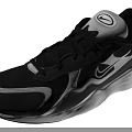 Stylish Black Gray Athletic Shoes With White Sole And Wave Pattern Design