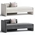 Modern Asymmetrical Sofa with Zigzag Pattern Pillows and Beige Gray Upholstered Fabric 3d model