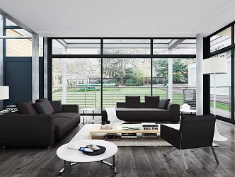 Modern B & B Italia Living Room 3d model
