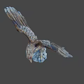 Other Detailed Eagle Sculpture With Spread Wings Green Eyes And Rock Base