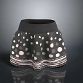Women's Polka Dot Skirt With Black Waistband And Striped Hem Design