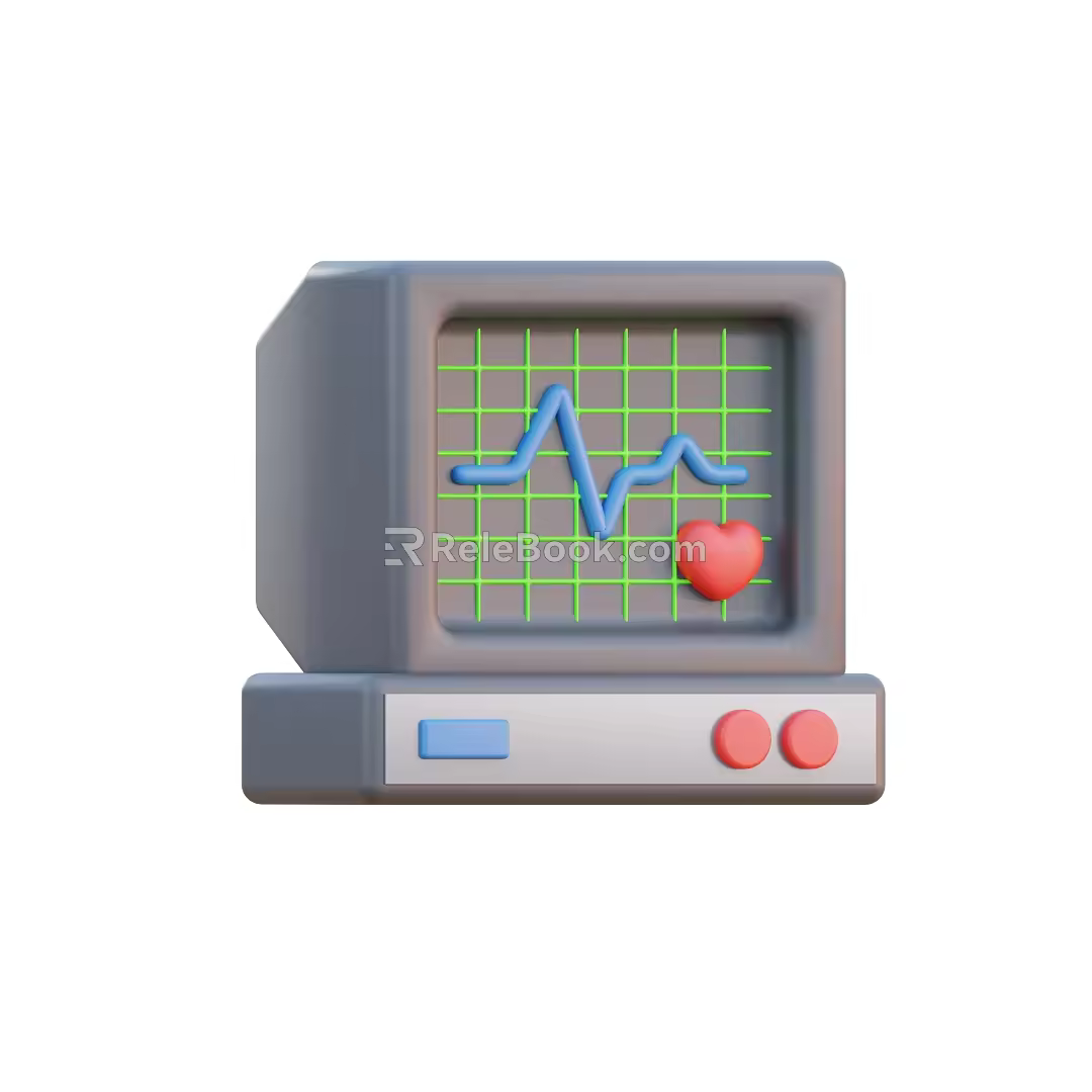 Electrocardiogram instrument computer honest computer cartoon computer 3d model