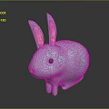 Cute Light Blue Rabbit Plush Toy with Pink Inner Ears Black Eyes and Pink Nose