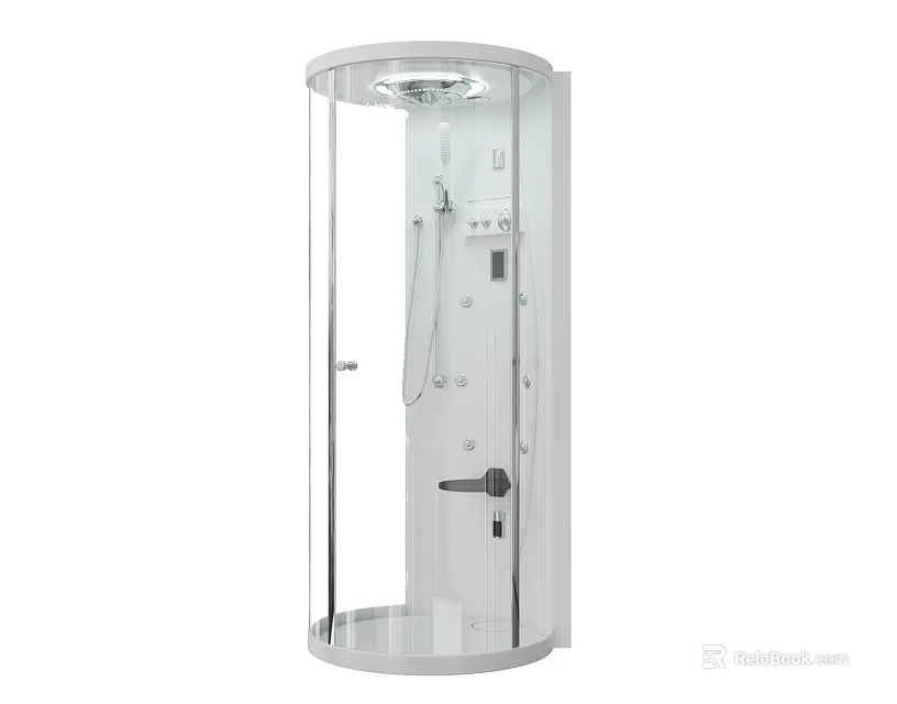 Round Shower Sauna Enclosure With Transparent Glass Door And Control Panel 3d model 
