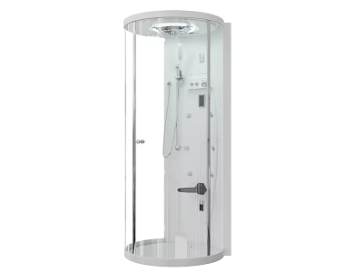 Round Shower Sauna Enclosure With Transparent Glass Door And Control Panel 3d model