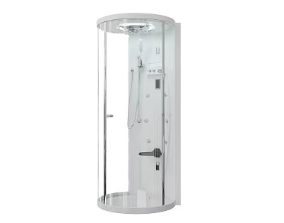 Round Shower Sauna Enclosure With Transparent Glass Door And Control Panel 3d model