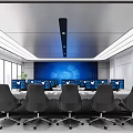 Command Control Room of Modern Monitoring Room 3d model