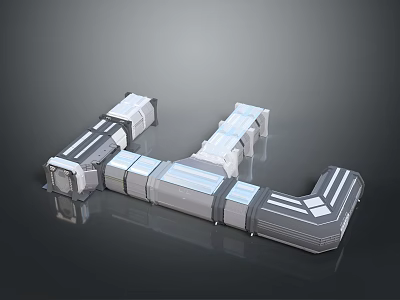 Futuristic Modular Architectural Structure With Interconnected Gray And White Panels 3d model
