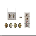Traditional Chinese Shadow Puppet Decor With Framed Artworks Hanging Light And Various Shaped Frames