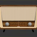 Vintage Radio With Wooden Frame Mesh Speaker Grille And Tuning Knobs