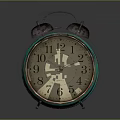 Vintage Turquoise Alarm Clock With Double Bells And Round Dial On Dark Background
