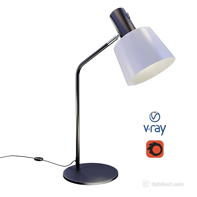 Sleek Modern Table Lamp With Adjustable Arm White Shade And Black Base 3d model