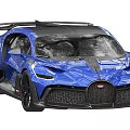Blue Bugatti Supercar With Sleek Design Black Rear Wing And Black Wheels