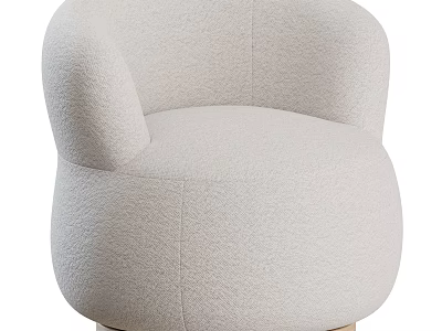 Light Gray Single Sofa With Rounded Design And Soft Fabric 3d model