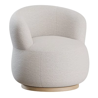 Light Gray Single Sofa With Rounded Design And Soft Fabric 3d model