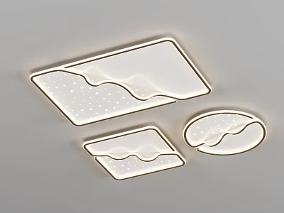 Modern Ceiling Lights With Various Shapes And Decorative Wave Patterns 3d model