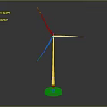 White Wind Turbine Model With Three Blades Red Tips And Green Base 3d model