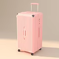 Yellow Hard Shell Suitcase With Striped Design Retractable Handle And Rolling Wheels 3d model