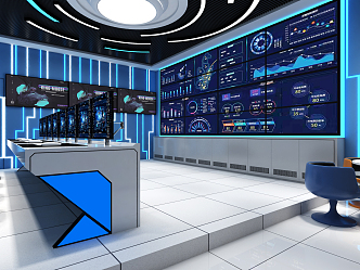 modern monitoring room 3d model