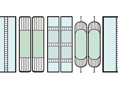 Stylish Modern Room Dividers With Vertical Stripes And Circular Panel Design 3d model