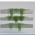 Vines Hanging From Three Concrete Shelves With Lush Green Foliage