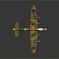 Vintage Military Fighter Aircraft With Camouflage Paint Propellers And Round Wing Insignia