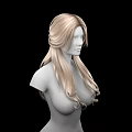 Game and Movie Character 3D Model With Long Blonde Wavy Center Parted Hair Upper Body