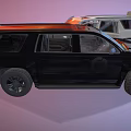 Black SUV and White Van Two Cars with Open Doors and Interior View